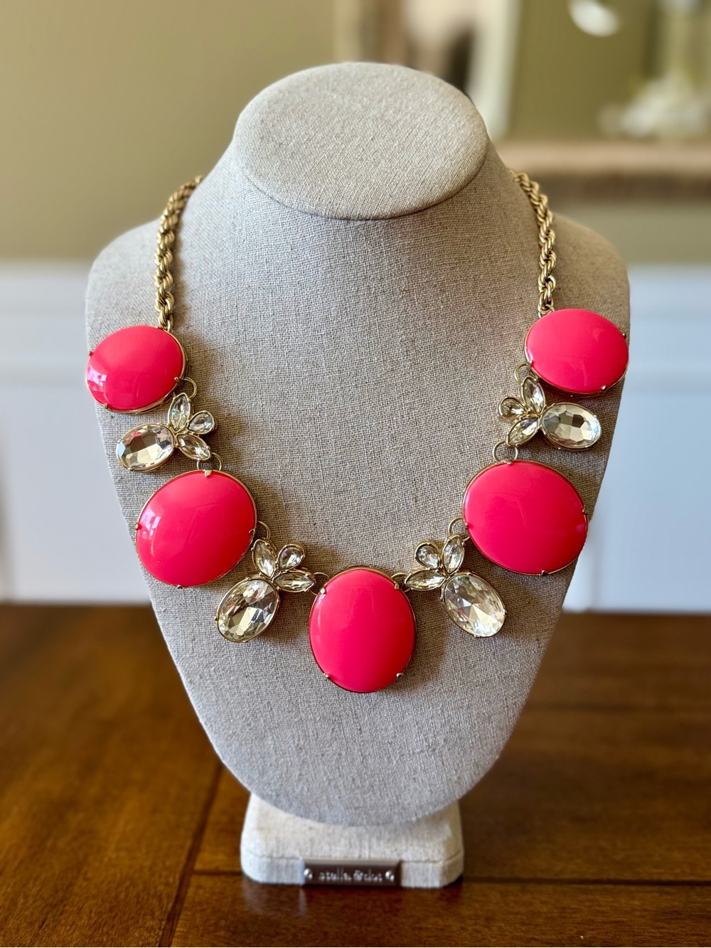 Banana Republic Coral Pink Bubble Statement Necklace